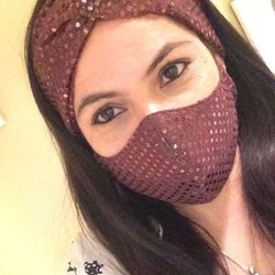 Brown fancy face mask head band