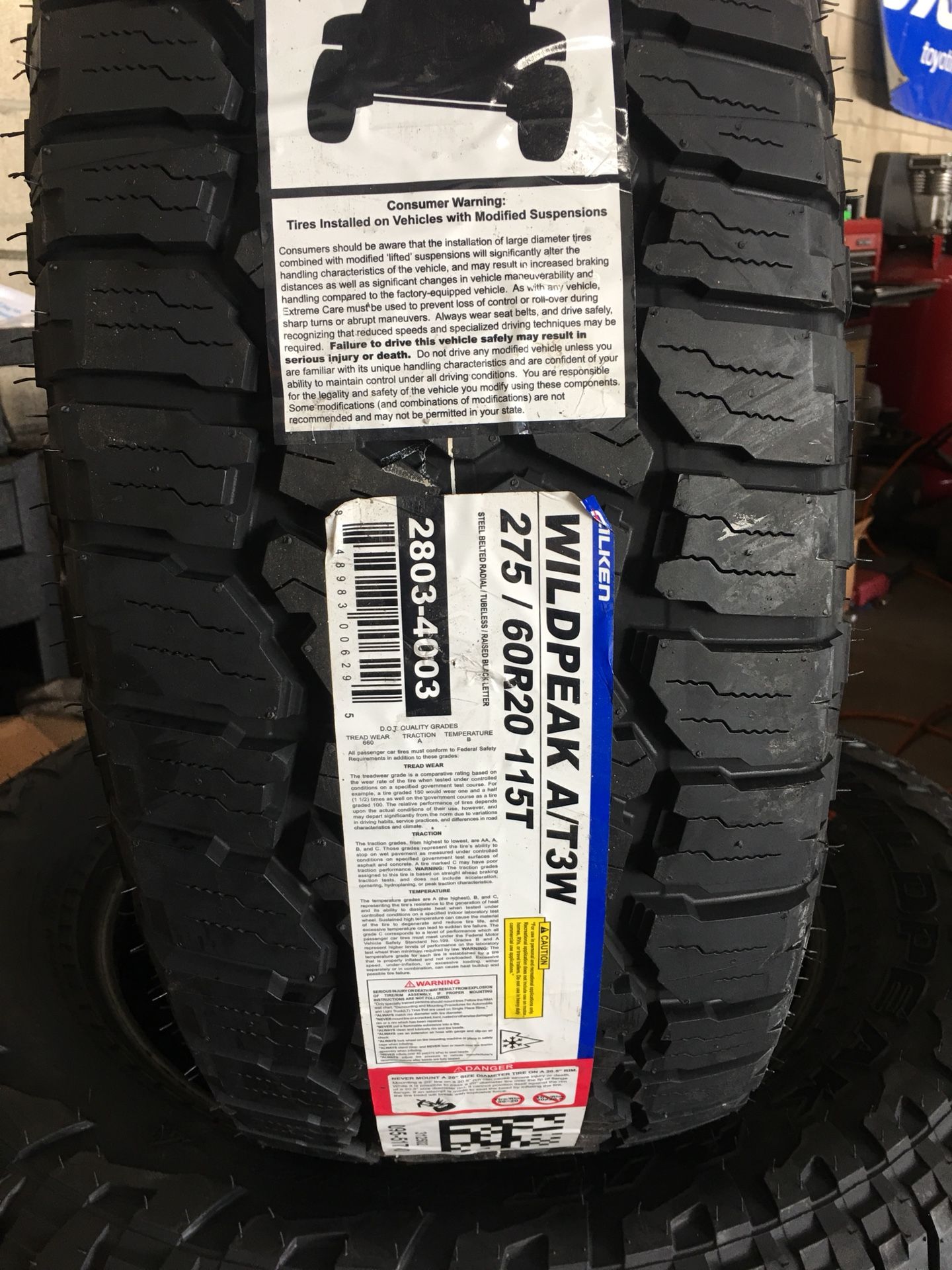 New set of (4) 275/60R20 Falken Wildpeak AT3W All Terrain tires for sale