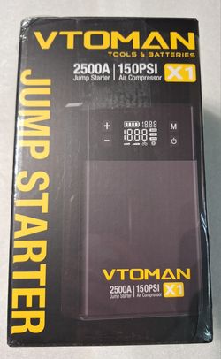 VTOMAN X1 Jump Starter with Air Compressor, Car Battery Jumper Starter (2500A, Up to 8.5L Gas/6L Diesel Engine) 
with 150PSI Auto Tire Inflator, 12V P
