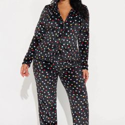 Fashion Nova Christmas Lightbulb Fleece Pjs Medium