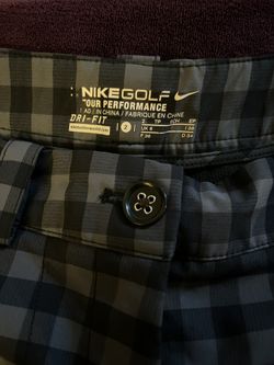 Nike Golf Tour Performance Gray Black Plaid Dri Fit Golf Pants Size M