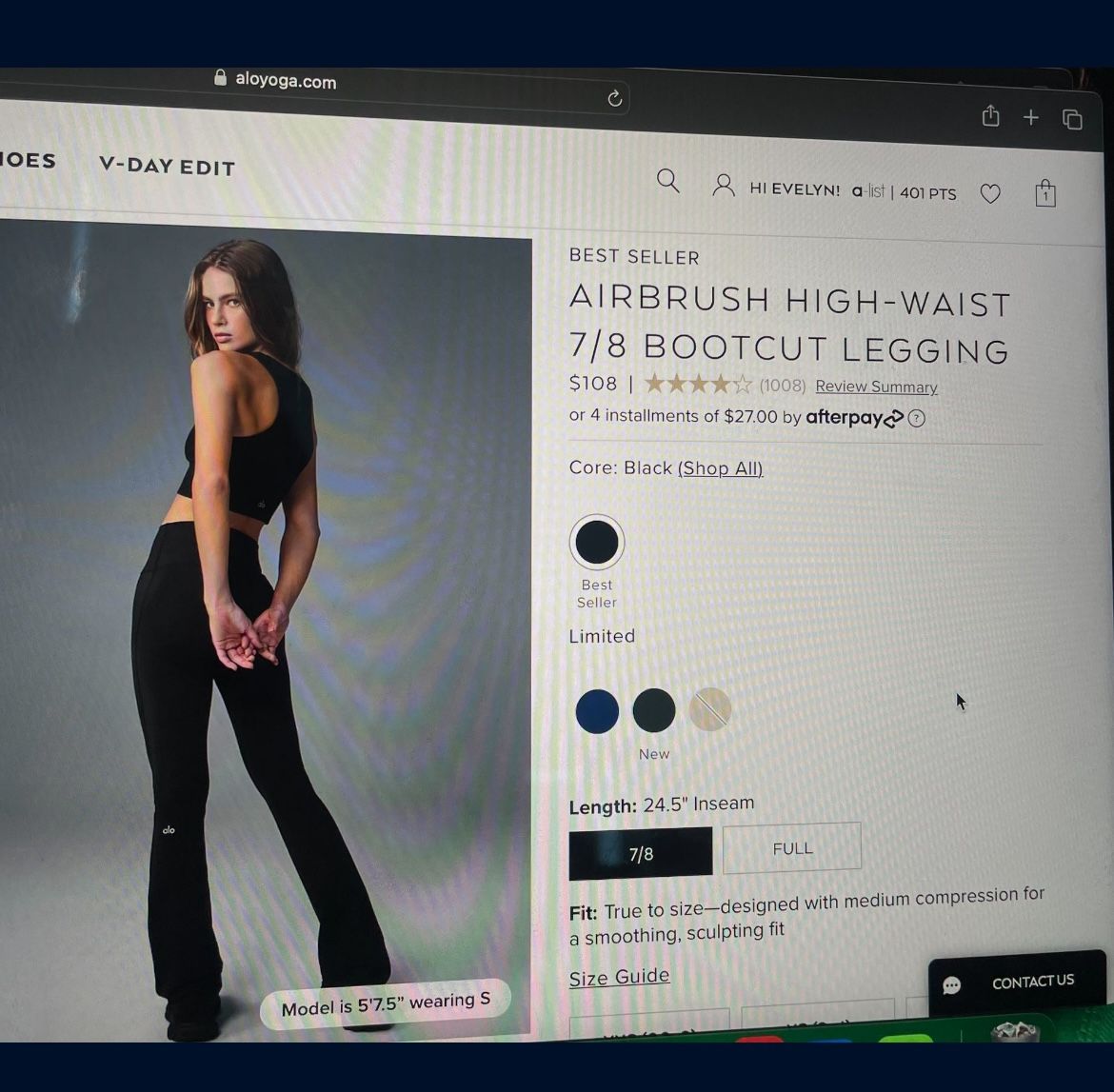 ALO 7/8 Airbrush High-waist BOOTCUT Legging (M)
