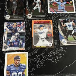 Baseball Cards, Basketball Cards, Football Cards, Signed Rangers Card.