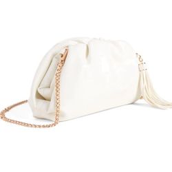 Understated White Ivory Leather Clutch
