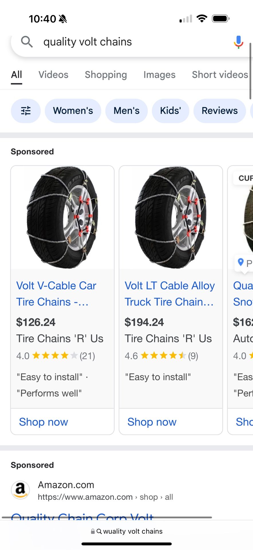 Snow Chains for Toyota Tacoma Used Once!