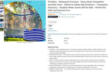 16-ft Trampoline Sprinkler Hose ThrillZoo 💦WaterPark💦