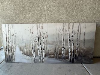 Misty Morning Birch Forest Canvas Art