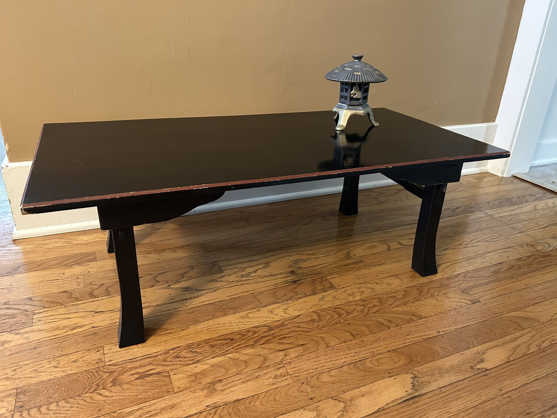 Black Lacquer Japanese Table With Folding Legs