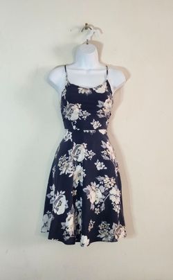 Old Floral A-Line Mini Dress Size: M Color :Navy Blue/ Multi