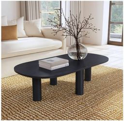 East at Main, Kali 52" Black Oval Coffee Table – Solid Mango Wood