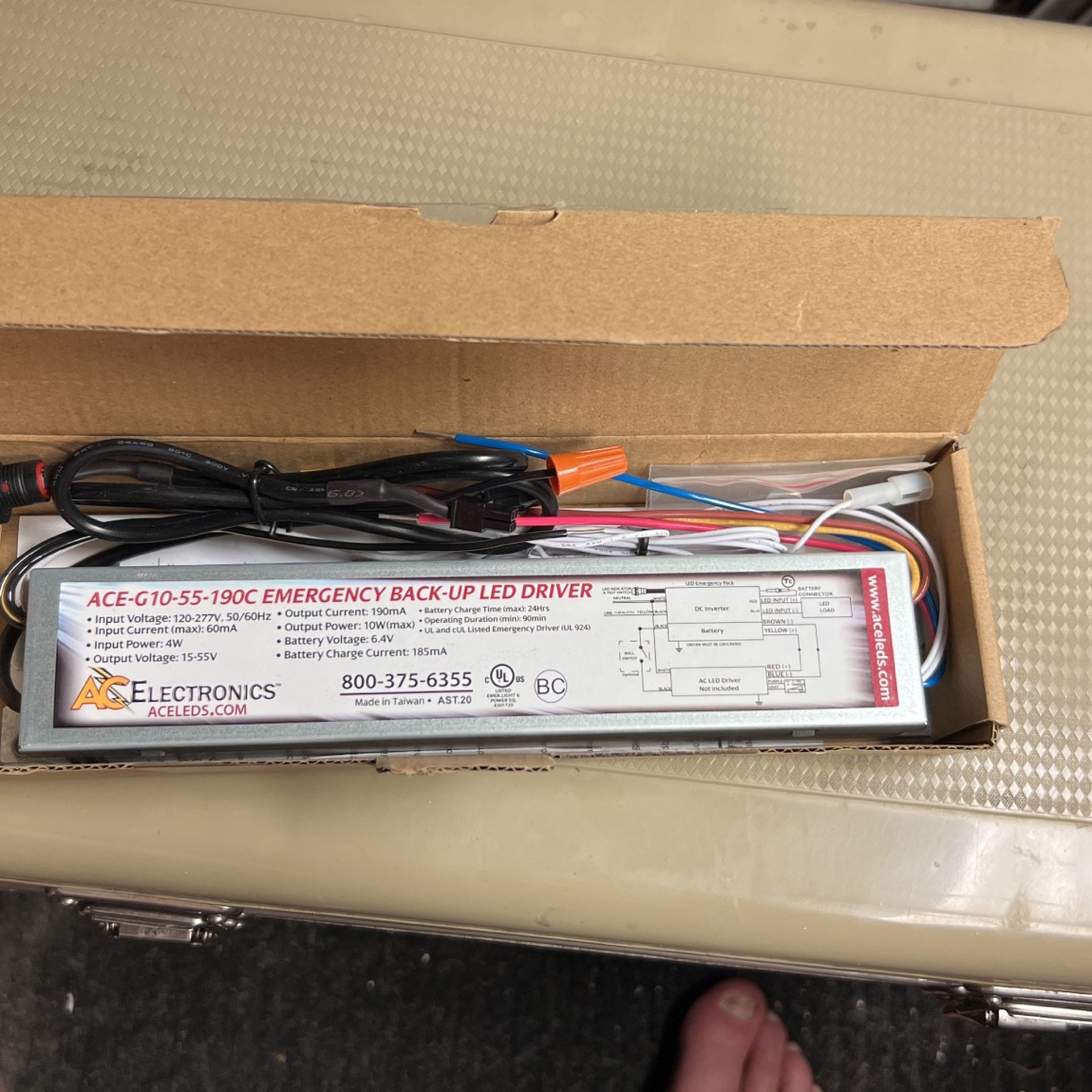 AC Electronics ACE-G10-55-190C Emergency Back UpLED Driver
