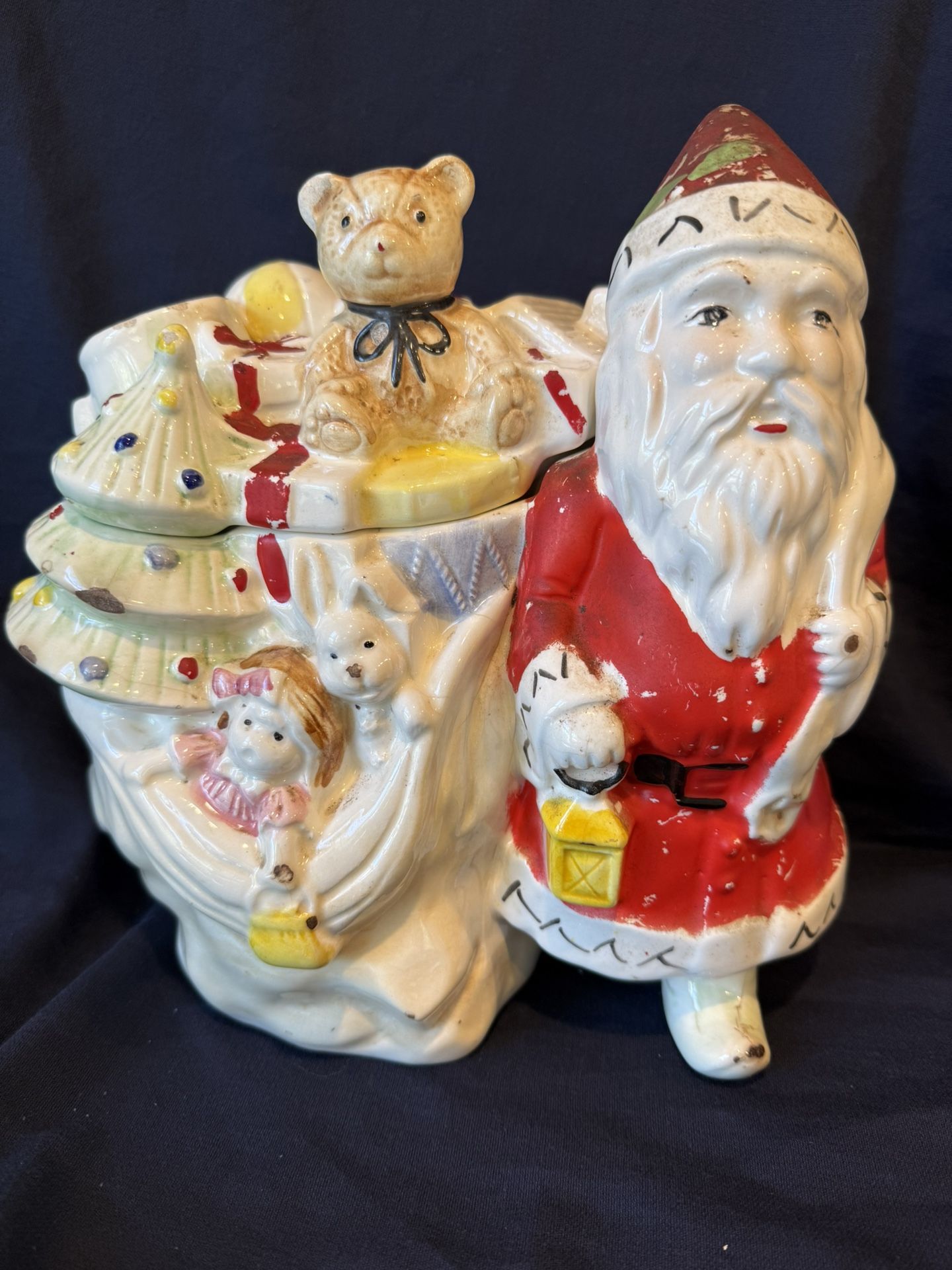 Vintage Santa Claus With Toys Cookie Jar Made In Brazil 