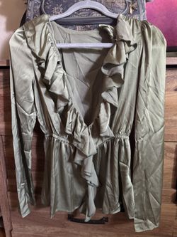 Green ruffle top