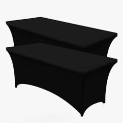6 ft Spandex Fitted Table Cover Black