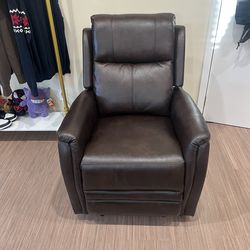 Brown Leather Power Recliner with USB