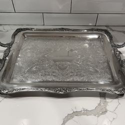Antique Wm Rogers 290  Silver  Plated  Serving Tray  23" X 14” with handles