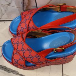 Bright Red and Blue Gucci High Heels