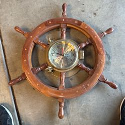 Chadburns Liverpool & London Wood Helm Wheel Clock