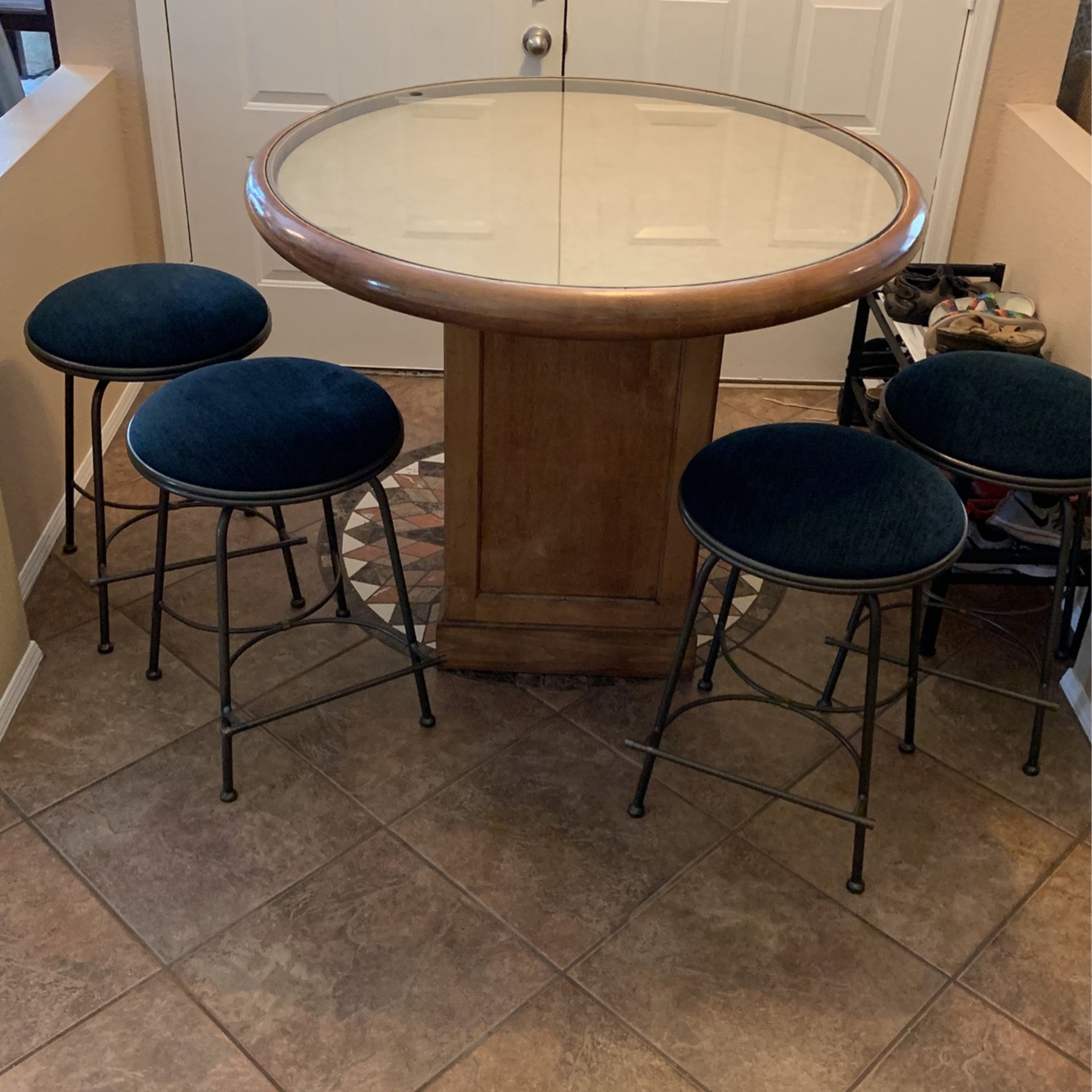 Bar Pub Dining Display Table & 4 Stools