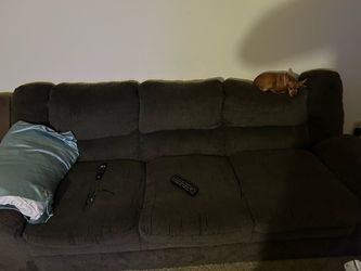 Dark Brown Fabric Sofa Couch