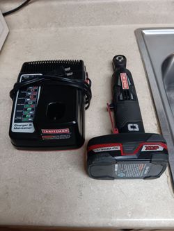 craftsman 19.2volt cordless ratchet with charger and 1 battery used 1 time works great