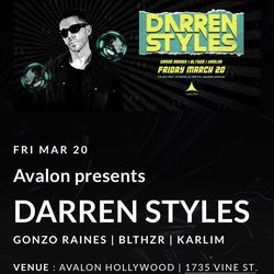 Darren Style,  Avalon, 2 digital tickets