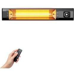 Wall-Mounted Electric Patio Heater, 34" 1500W Infrared Heater With Motion Sensor, IPX5 Waterproof, 9 Heat Level & 9H Timer, Indoor & Outdoor Heaters f