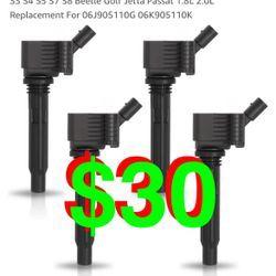 ENA - Set of 4 Ignition Coil Pack Compatible with Volkswagen Audi A3 A4 A5 A6 A8 TT Quattro Q2 Q3 Q5 Q7 Q8 RS3 RS5 S3 S4 S5 S7 S8 Beetle Golf Jetta Pa
