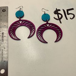 Hand Painted Bright Laser Cut Earrings 