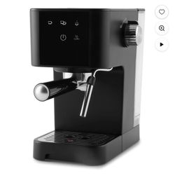 Máquina de Espresso Negra Mate de 15 Bares y 2 Tazas con Espumador de Vapor Giratorio