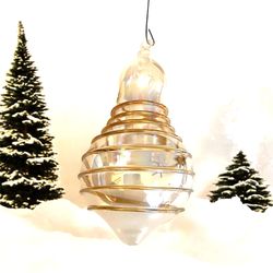 Unique Exquisite 5” Ornament Blown Glass Iridescence Christmas Ornament 