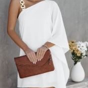 Small One Sleeve White Shirt Dress