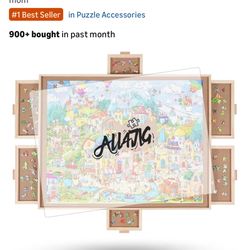 Unopened box Portable Wood Rotating Wooden Jigsaw Puzzle Table 2000pcs with Drawers and Cover 28"x40