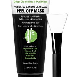 Blackhead Remover Charcoal Peel Off Face Mask with Brush, Deep Cleansing Purifying Charcoal Mask Pore Cleaner Minimizer with Niacinamide, Hyaluronic A