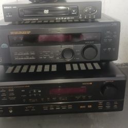 DVD Player With The Home Theater And Amplifier And Two Sets Of Speakers