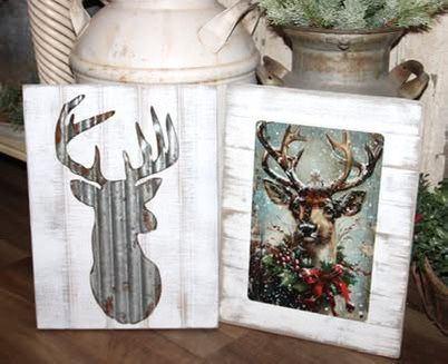 $20.00 EACH ⭐️ NEW! Rustic Distressed Christmas Reindeer Stag Deer Wall Decor