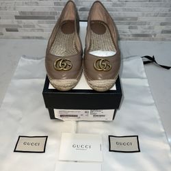 Gucci Nappa Charlotte leather espadrille with double GG 40