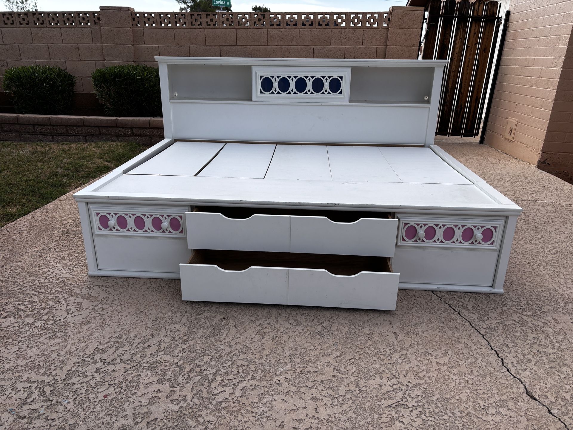 Full Size Bed With Drawers (minus Mattress) & 5 Drawer White Dresser