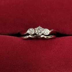 14k White Gold 3 Diamond Wedding Ring Set