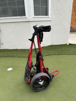 Bag Boy Express DLX 3-Wheel Folding Golf Push Cart – Red