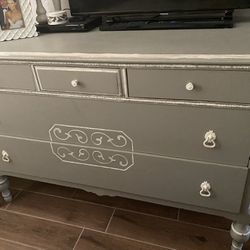 Shabby chic gray and white dresser