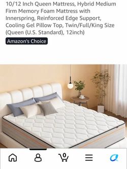 Queen size Mattress with bed frame and drawers