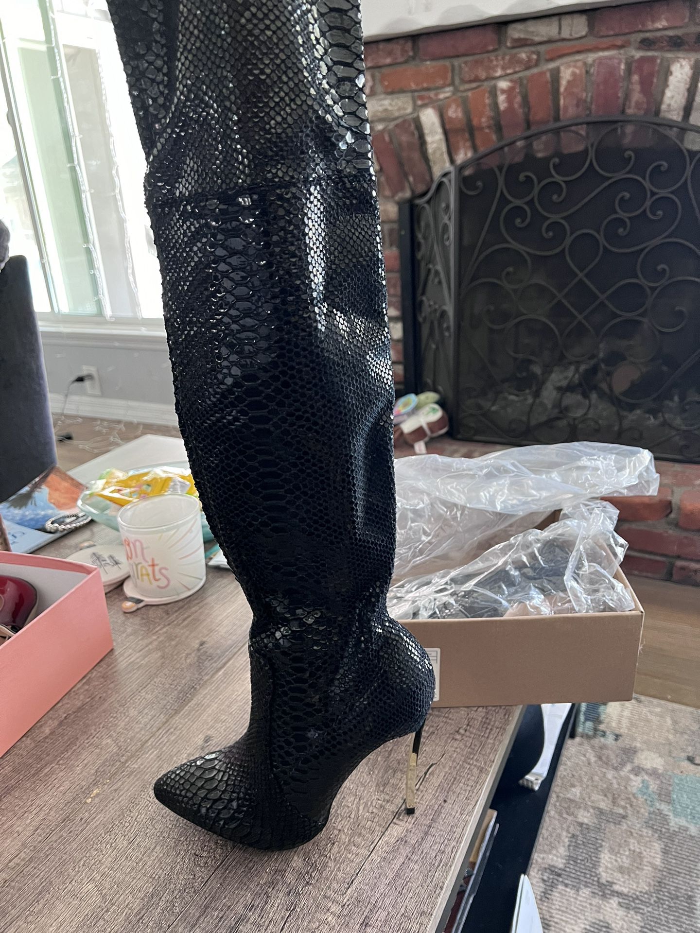 Thigh High Faux Snakeskin Boots