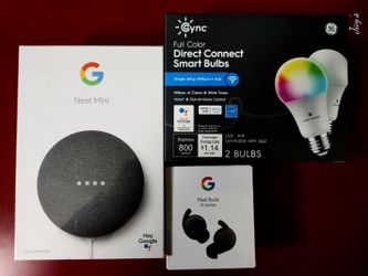 Google smart stuff Buds and Mini & GE Cync A19 bulbs - New