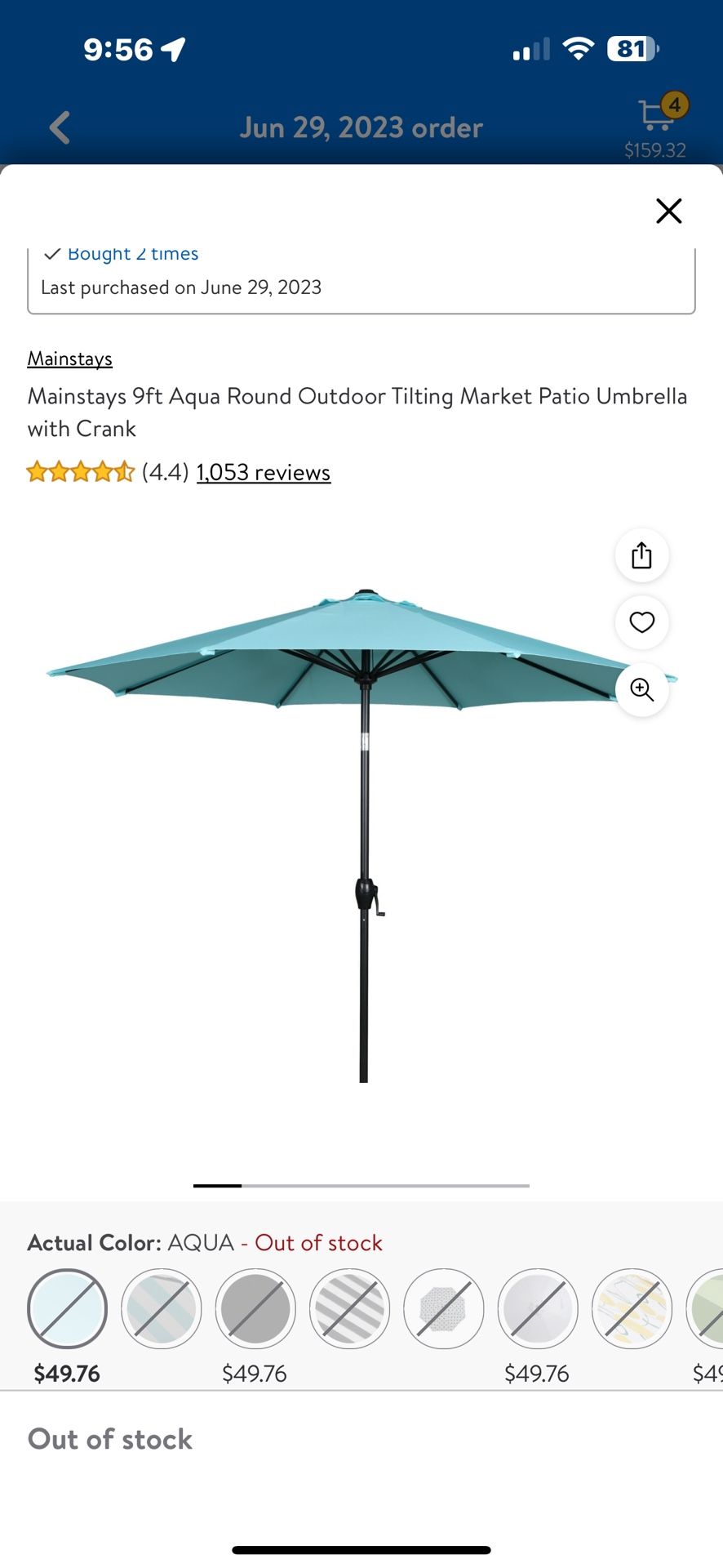 Set Of 2 9ft Wide umbrellas With Base