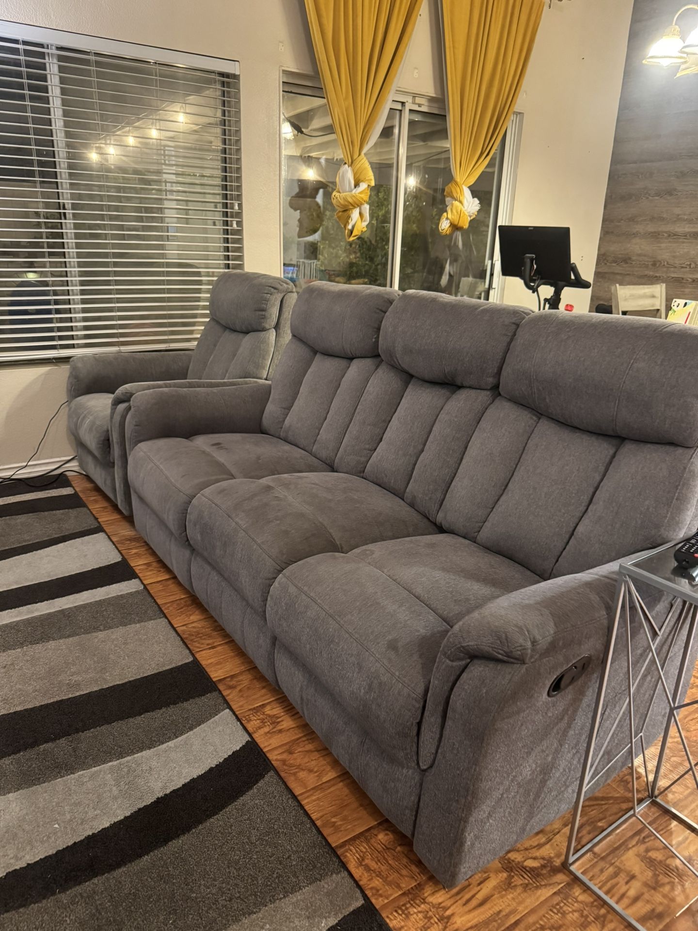 Gray Reclining Sofa Set
