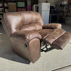 Brown Faux Leather Love Seat With Articulation Foot Rest