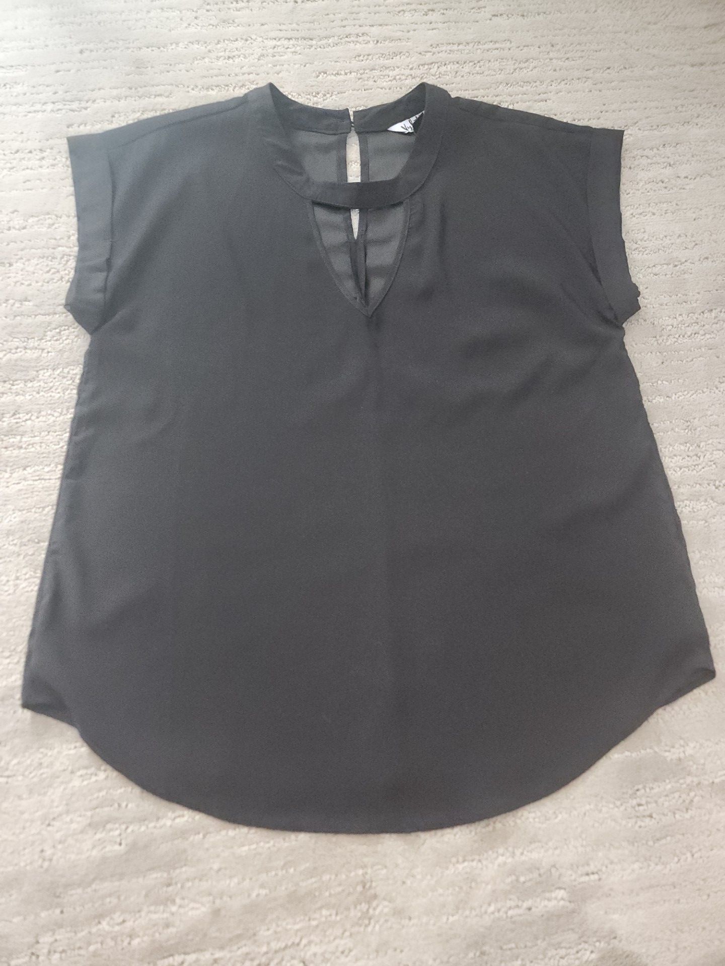 Black Keyhole Blouse Top
