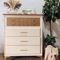 Vintage Mid Century Modern Tallboy Dresser 4 Drawer