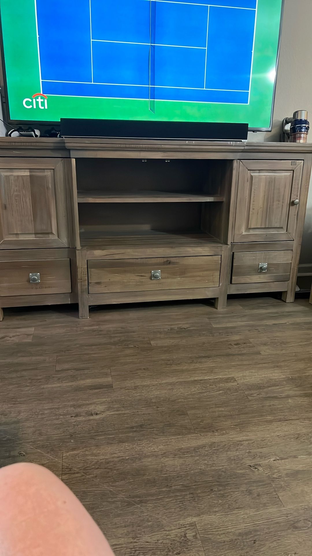 Entertainment Table With Cabinets And Drawers